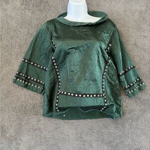 Marie Oliver Forest Green Blouse with Studded Details
